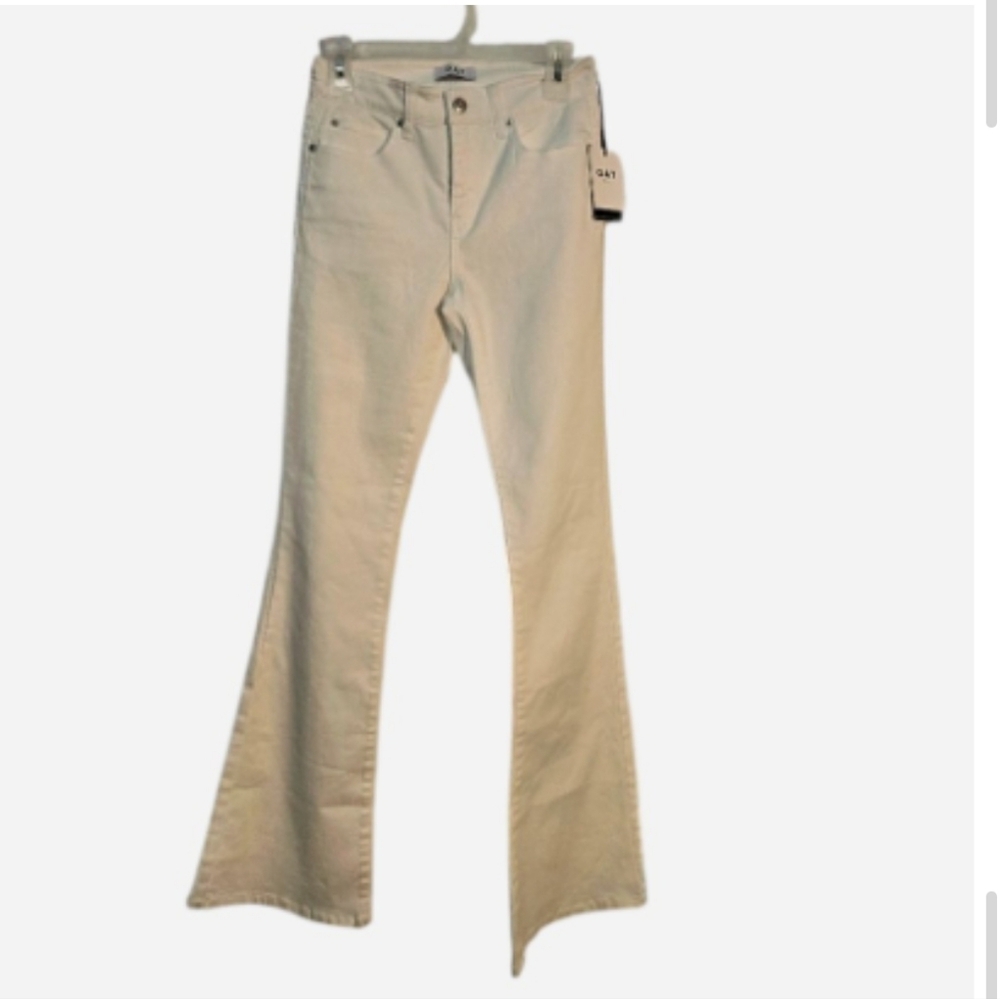 NEW OAT New York ECRU White Jeans High Rise Flare 26W